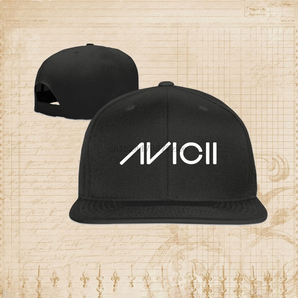 Бейсболка унисекс hittings Avicii Ture плоская Черная|Мужские бейсболки| |