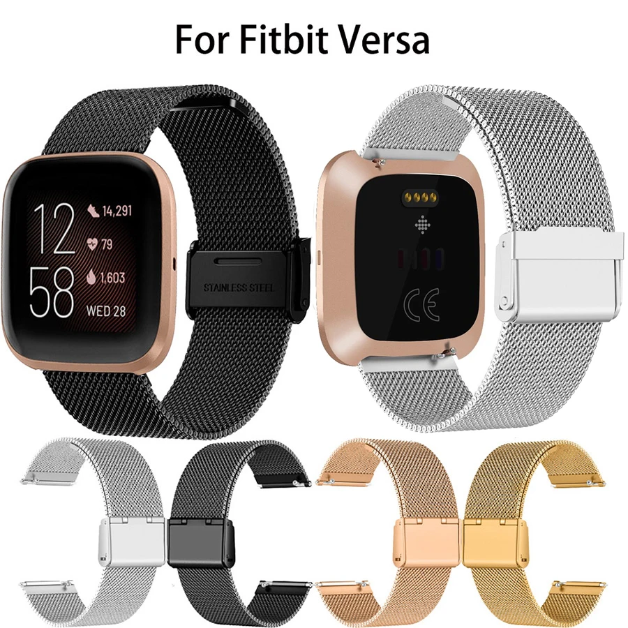 Браслет из нержавеющей стали для Fitbit versa ремешок на запястье умные аксессуары