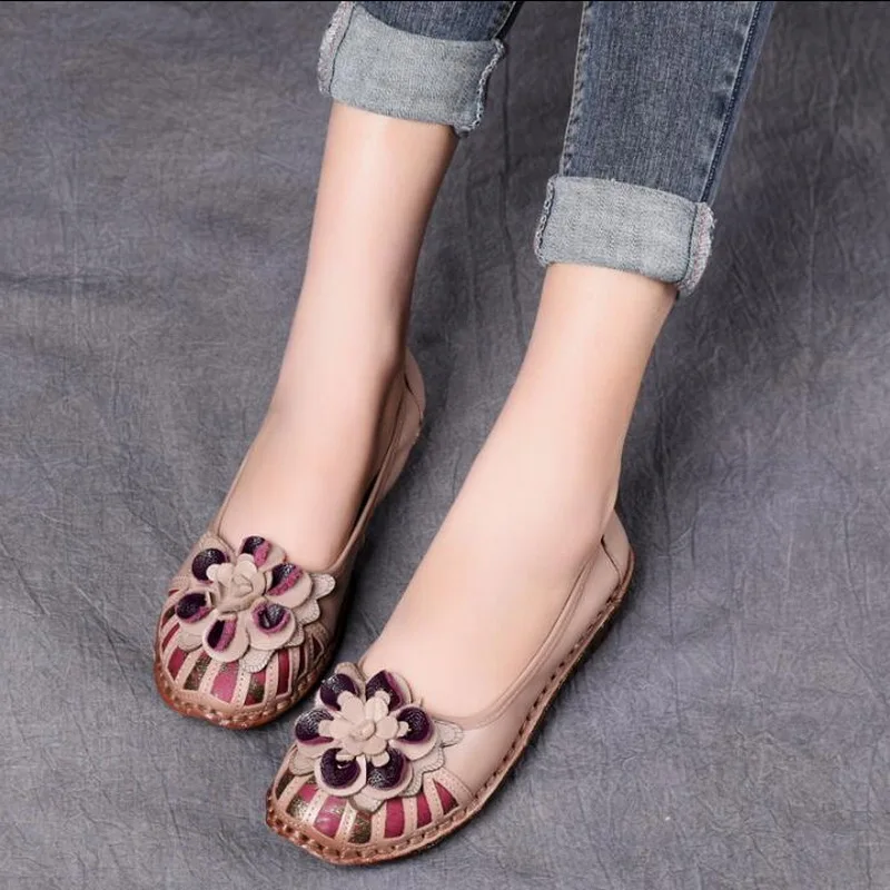 2020 Spring Ladies Fashion Brand Women Shoes Handmade Comfortable Shoes Genuine Leather Loafers Soft Leather Women Flats Shoes