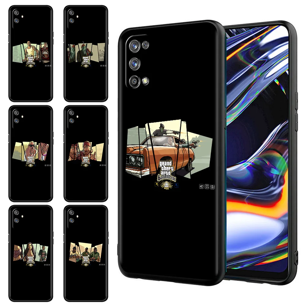 Silicone Case For Realme 8 C21 6 7 Pro C3 C11 XT GT 5 C12 C15 C21Y X50 7i Luxury Soft Shell Phone Cover Hot Game GTA V Funda Sac