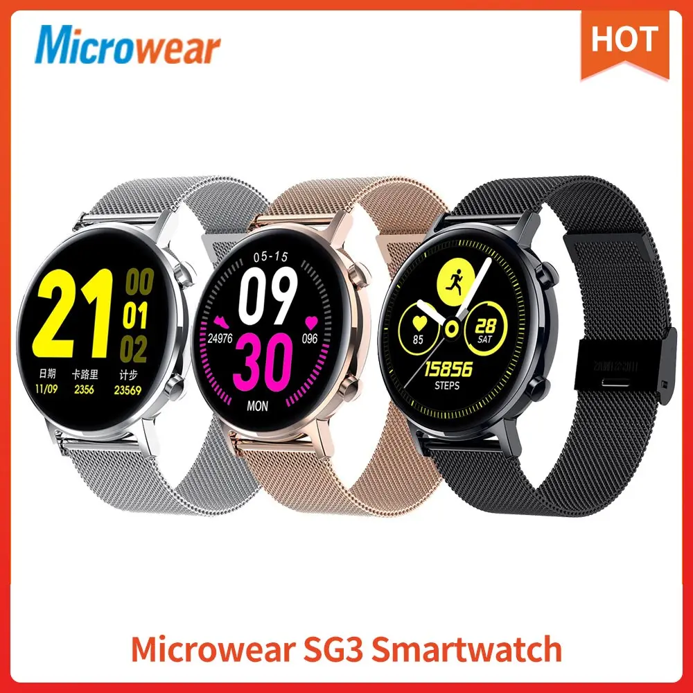 SG3 Смарт часы Microwear smartwatch 390*390 HD AMOLED ECG IP68 кровяное давление фитнес трекер для