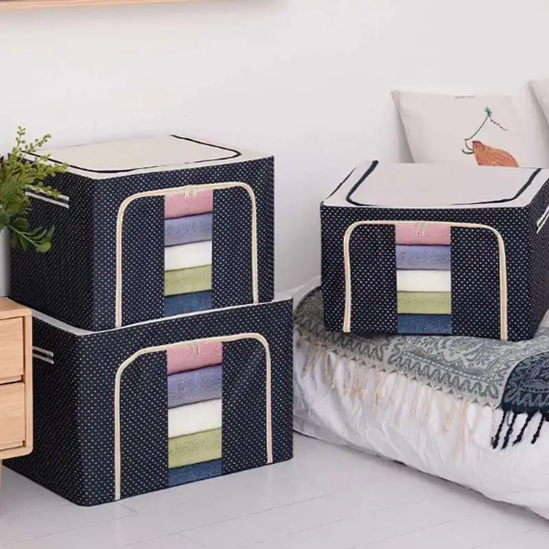 

22L Fabric Foldable Storage Clothes Box Oxford Quilt Blanket Organizer Non-woven Wardrobe Finishing Storage Bag Toys Storage Box