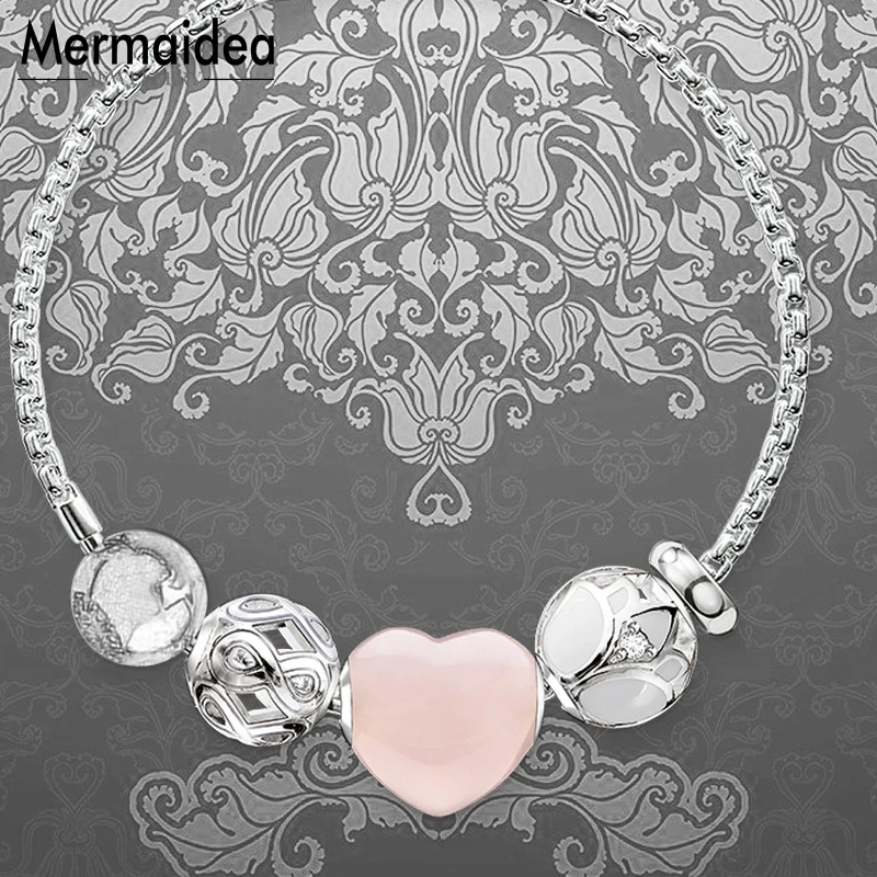 Браслет с цепочкой в форме сердца лотоса цепочка посеребренным покрытием 2020