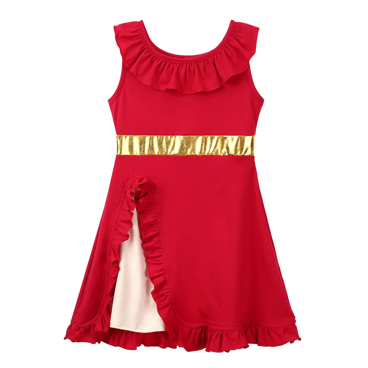 Одежда для маленьких девочек летнее красное платье без рукавов с оборками