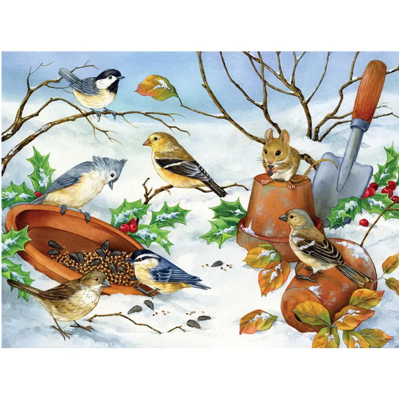 Алмазная 5D Вышивка Птица зима сделай сам из круглых страз вышивка крестиком