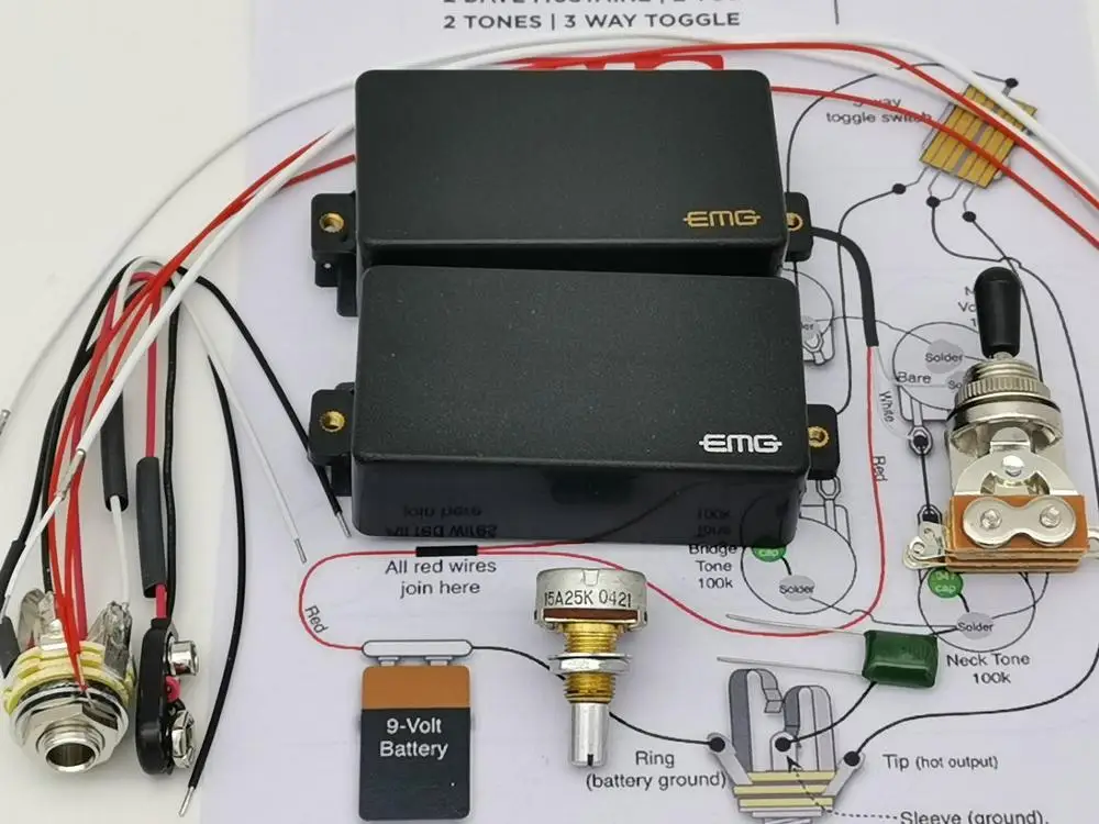 1 Potentiometer Гитарный звукосниматель активные звукосниматели Хамбакеры электрогитара с 25 к аксессуары для потенциометра+ чертежи установки - Цвет: 1 Potentiometer
