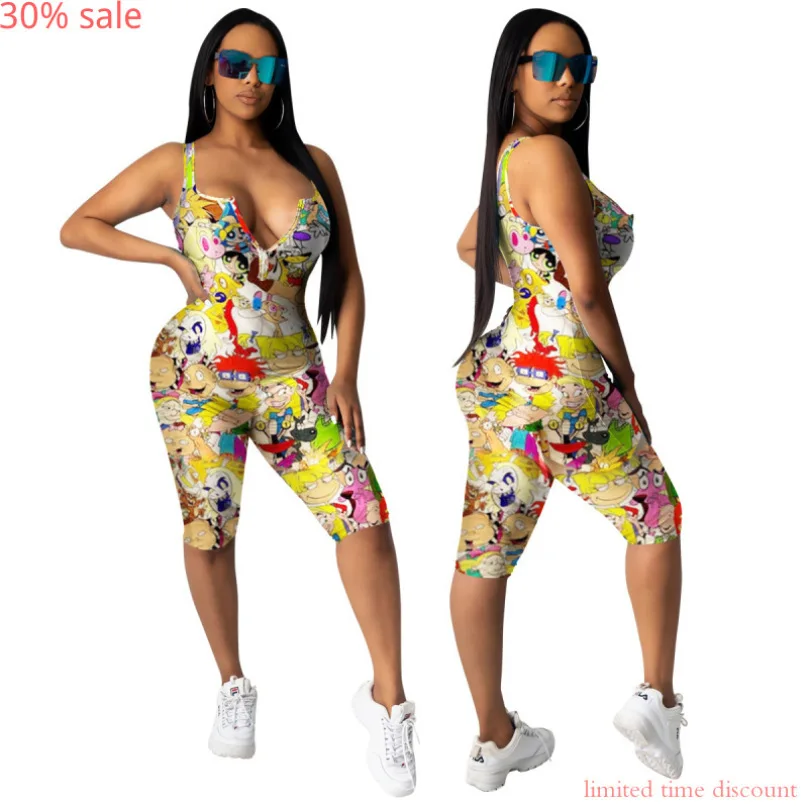 Распродажа повседневный розовый женский комбинезон с буквенным принтом лето 2020