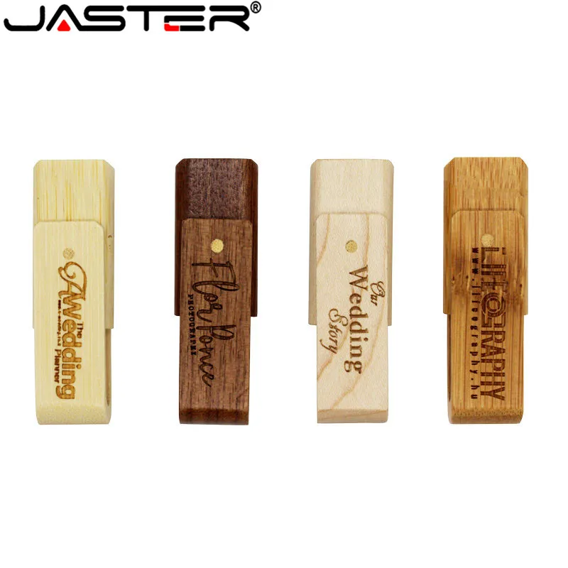 Usb-флешка JASTER с прямоугольной коробкой вращающаяся Флешка из Натурального ореха