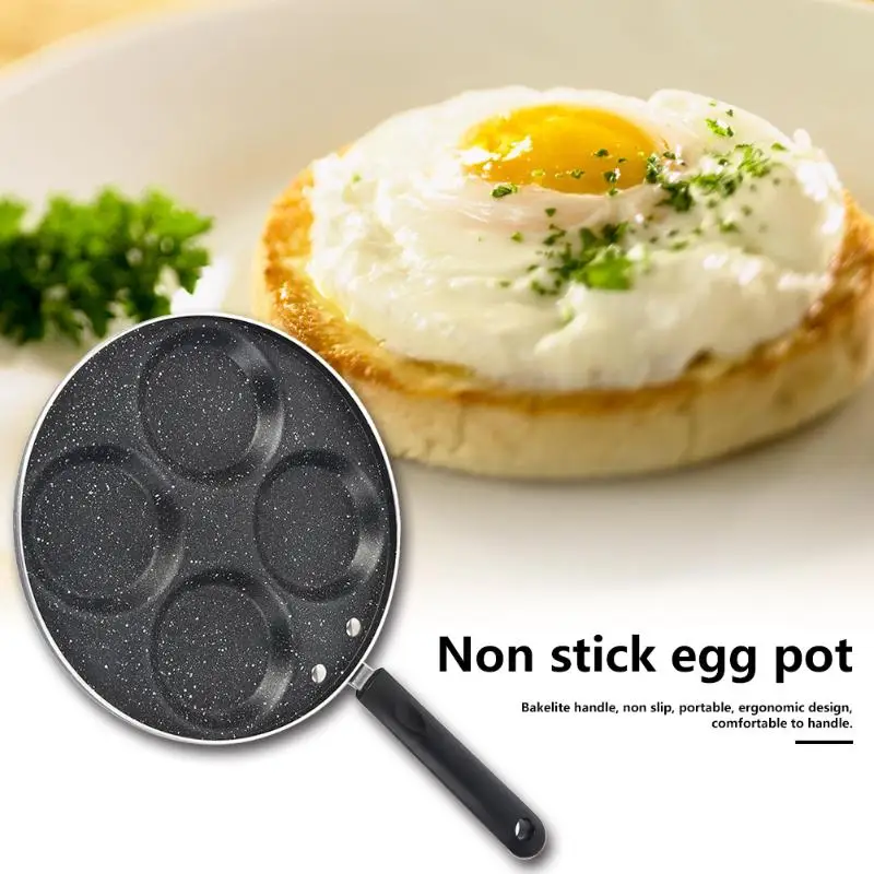 Сковорода с 4 отверстиями антипригарным покрытием ручка бакелита для яиц омлета