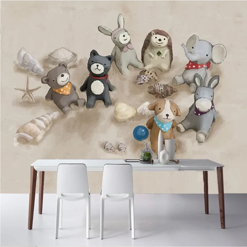 

Drop Shipping Photo Wallpaper Hand Painted Mural Nordic Cartoon Beach Dolls Children Room TV Backdrop Custom Wallpaper