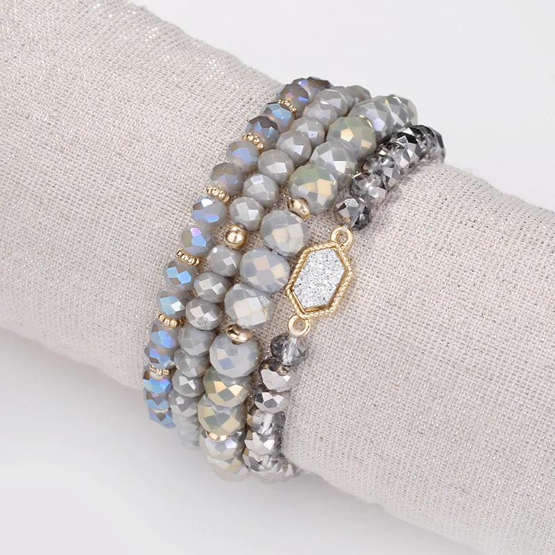 Druzy Drusy шестигранный амулеты браслет стеклянные Хрустальные Бусины модный бренд