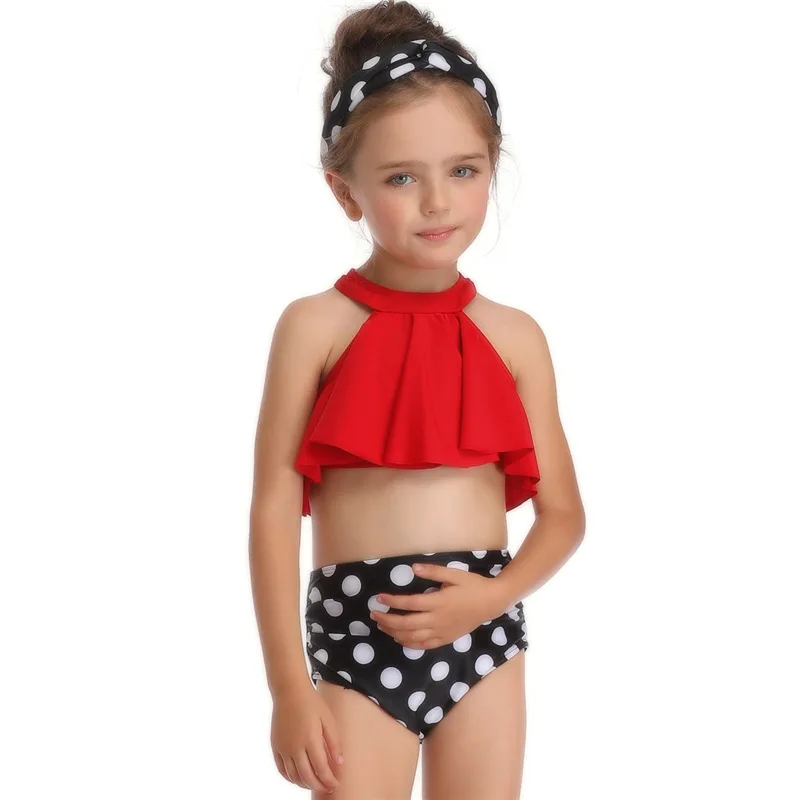 

2020 New Children's Swimsuit Single Flying Edge Girls' Thong Bikini