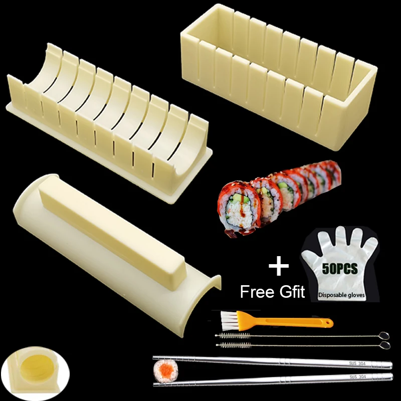 

DIY Sushi Maker Rice Mold Kitchen Sushi Making Tool Set Pack of 11,sushi mold,cooking tools,Set for sushi roll With Seaweed