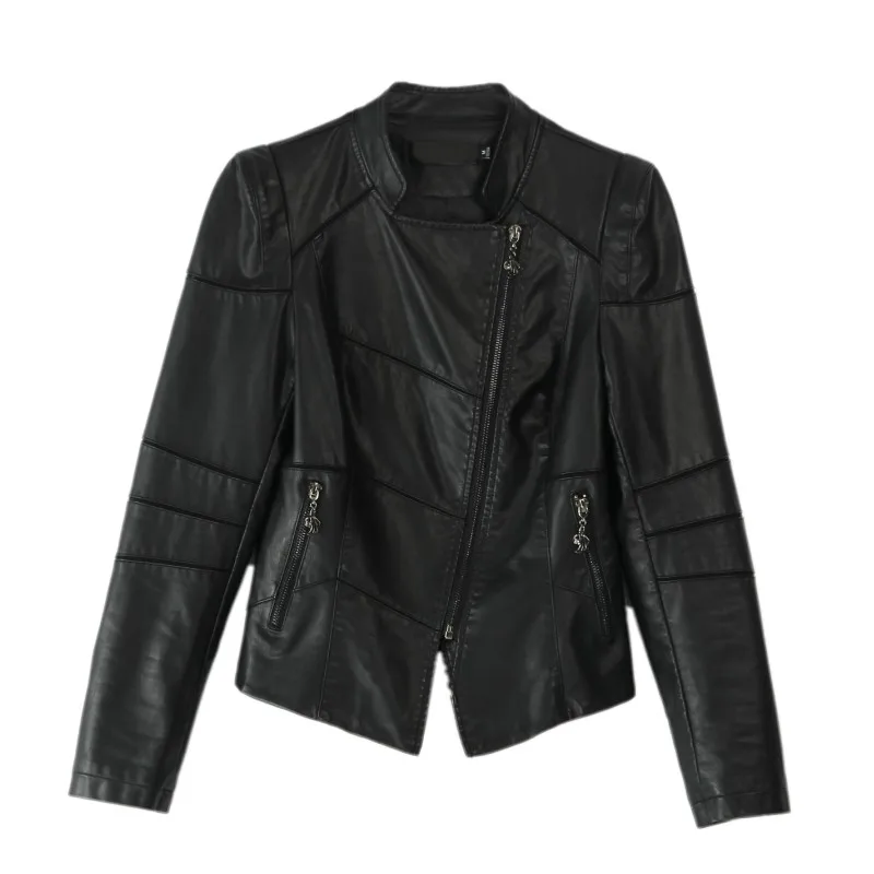 Женская короткая куртка из ПУ кожи облегающая искусственной KJ5976 весна-осень 2020 |