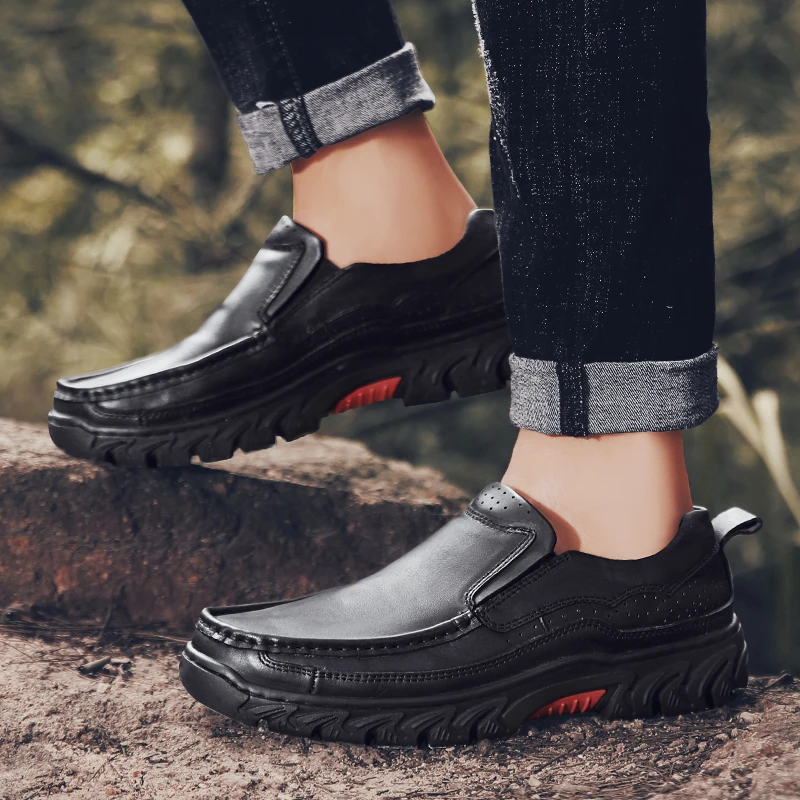 

Men loafers Shoes Genuine Leather Footwear Slip on Office Shoes outdoor Soft Comfortable Luxury Brand Moccasins big size 48