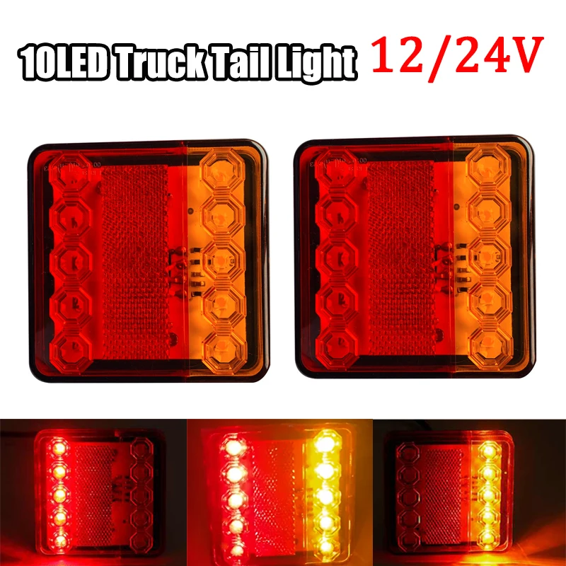 

2 шт. 12V/24V 10 светодиодный задний фонарь грузовик светильник задний стоп-сигнал светильник индикатор сигнальные лампы для автомобиля Лодочны...