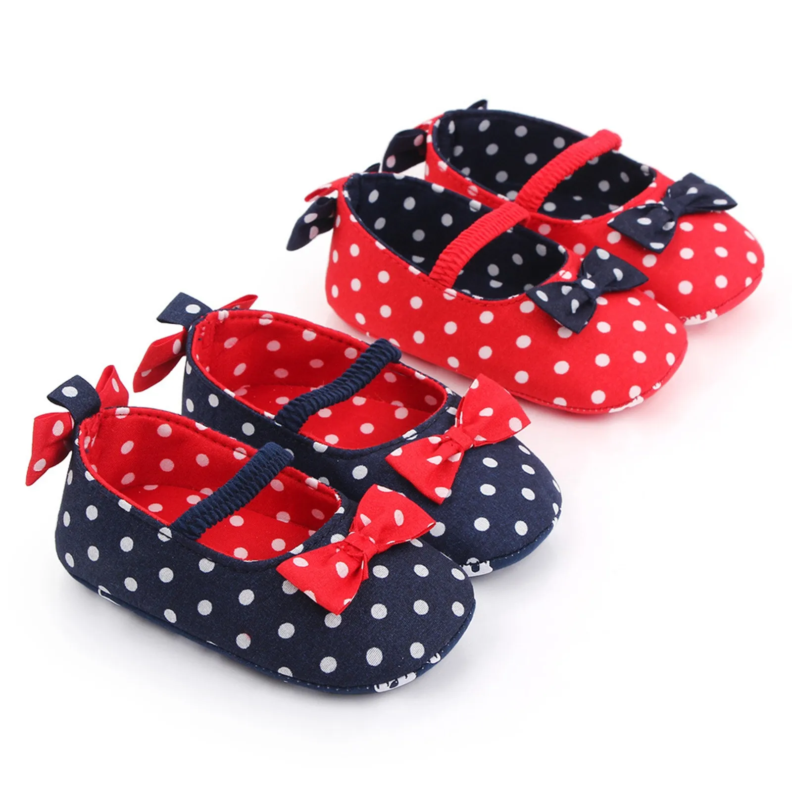 

Fashion Toddlers Baby Girls Shoes Bowknot Polka Dot Prewalker Spring Autumn Soft Anti-slip Baby Sandalias Walking Shoes 0-18M