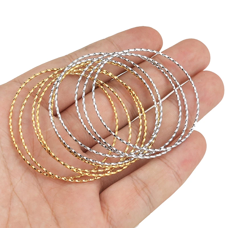 

10pcs/lot Korean spiral Round Stainless Steel Jump Rings Plated Twisted 30/50mm Closed Rings For Diy Connectors earring Jewelry