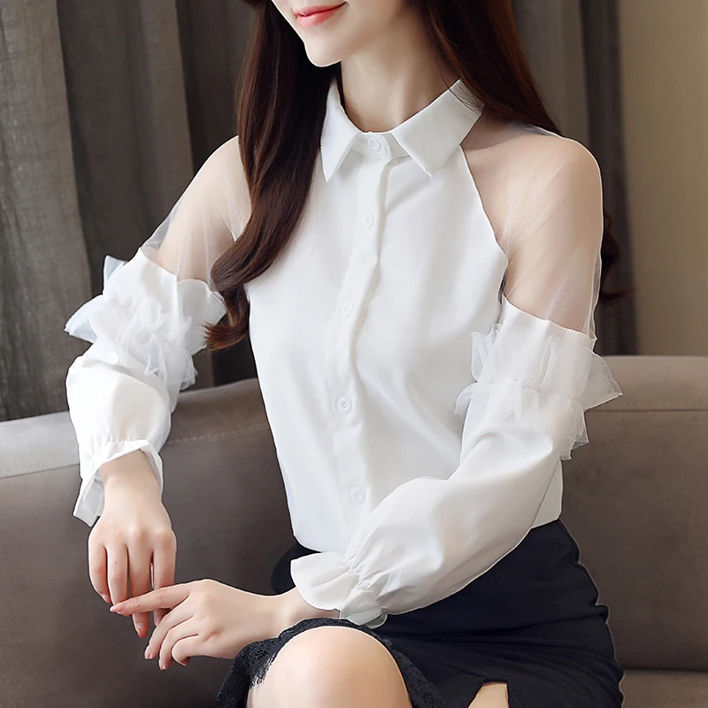 Модные Повседневные однотонные женские офисные топы сексуальная прозрачная