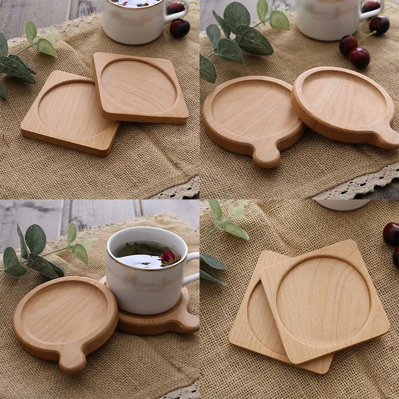 

Wooden Retro Cup Mat Coaster Kitchen Drink-Ware Heat Insulation Pad Anti-Scalding Square Round Coaster Household
