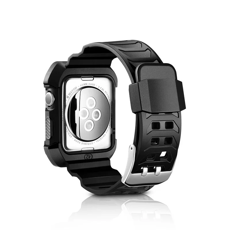 ТПУ резиновый ремешок для часов с прочным защитным чехлом для Apple Watch 44 мм 40 мм iwatch series 5 4 3 2 1 38 42 мм ремешок рамка для браслета