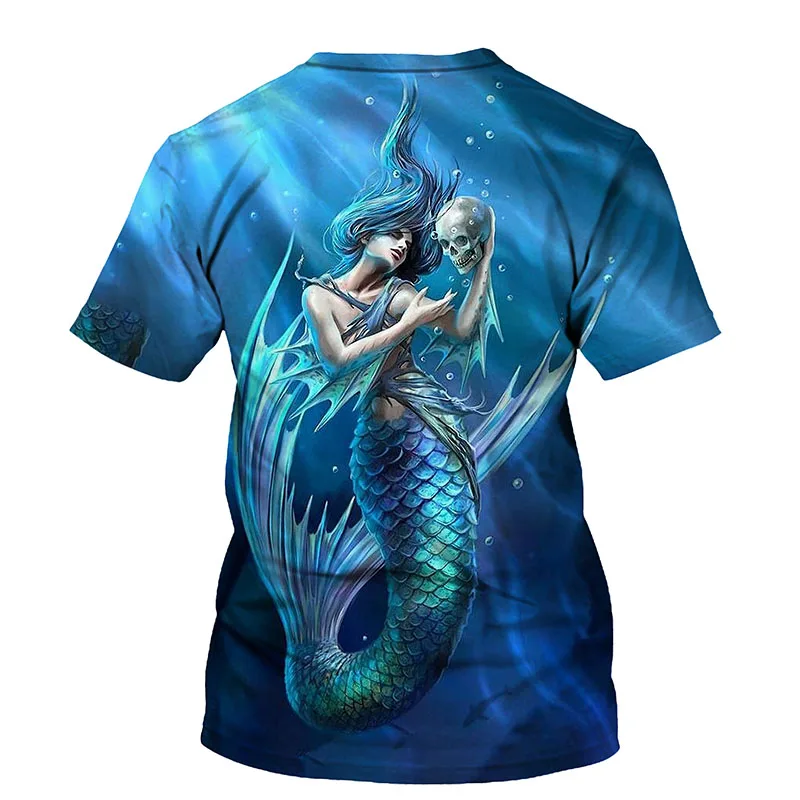 

Mermaid 3D Print T-shirt Women 2021 Summer New O Neck Short Sleeve Tees Tops Funny Outfit Style Female Clothes Casual T-shirts