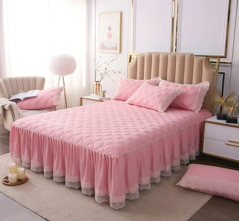 Модное мягкое постельное покрывало свадебная постельная юбка с защитой от