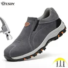 Мужские рабочие защитные ботинки со стальным носком, легкие дышащие Нескользящие рабочие ботинки, Повседневные слипоны, 46