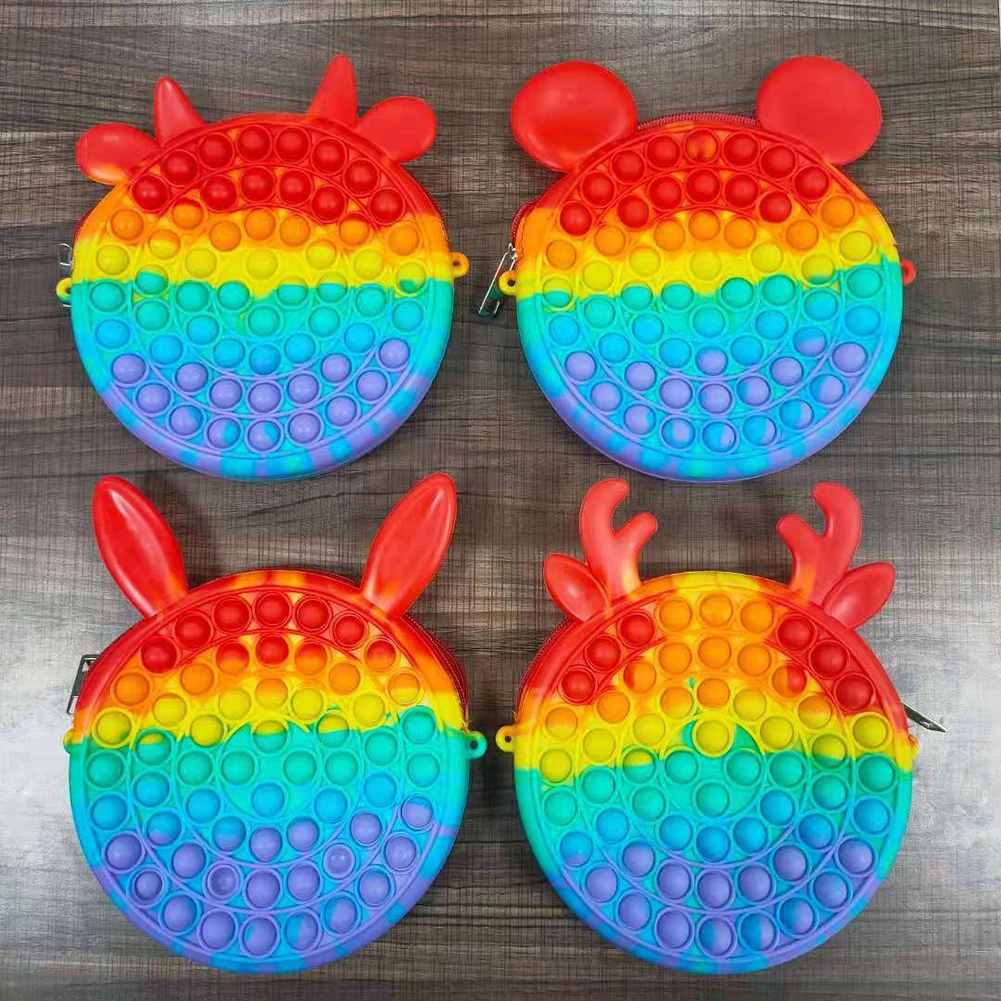 

Silicone Fidget Toys Rainbow Push Bubble Bag Reliver Stress Puzzle Antistress Autism Decompression Toy Adult Children Game Gift
