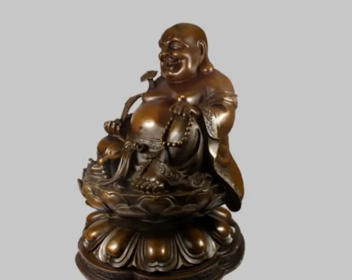 Статуя медная 19 &quotКитайская бронза Буддизм счастливый Майтрейя Будда сидящий
