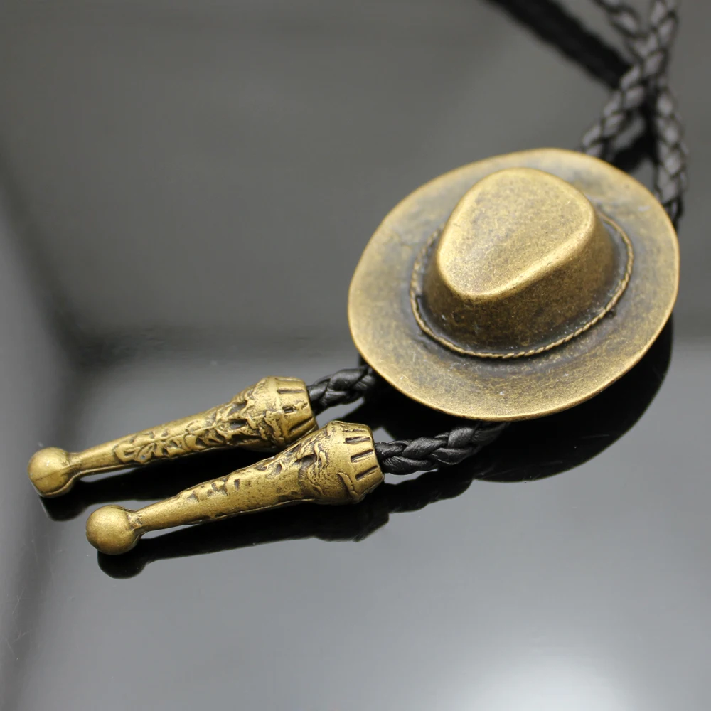 Ювелирные изделия винтажная Золотая ковбойская шляпа Stetson черная кожа западное