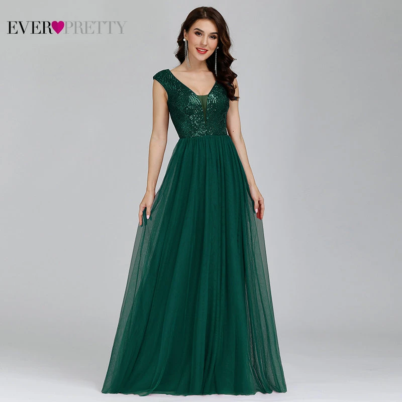 Vestido Madrinha Ever красивые темно зеленые свадебные платья расшитые блестками