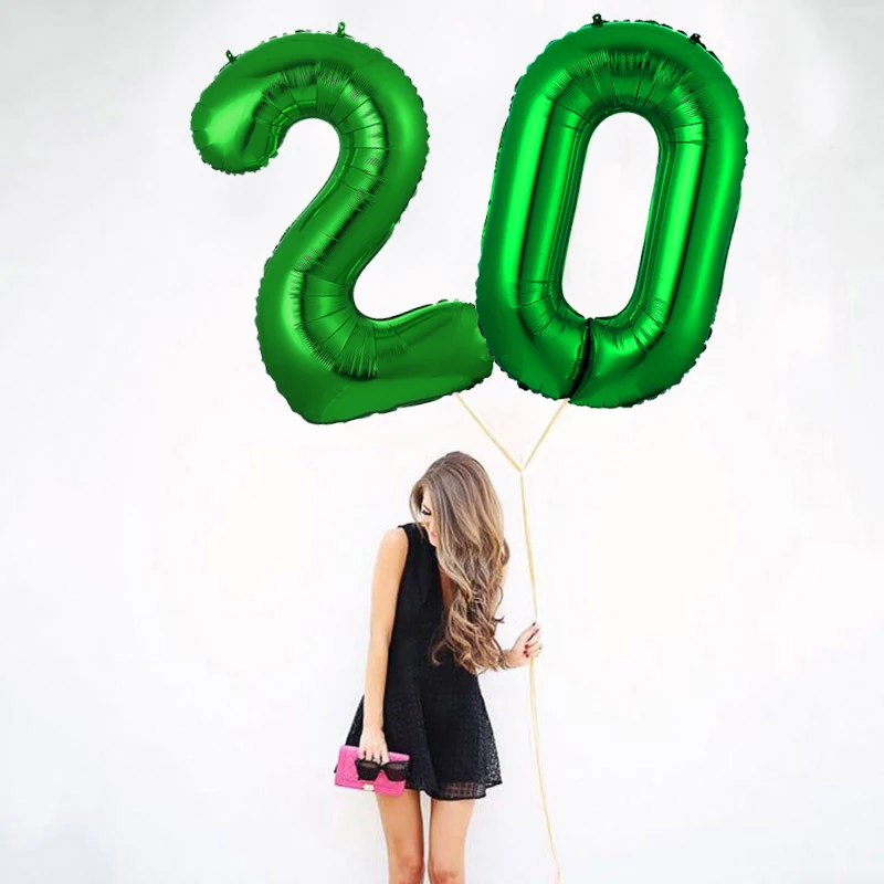 1 шт. 32 дюйма Зеленый цифра 0 12 3 4 5 6 7 8 9 фольги воздушный шар 2020 новый год свадьба