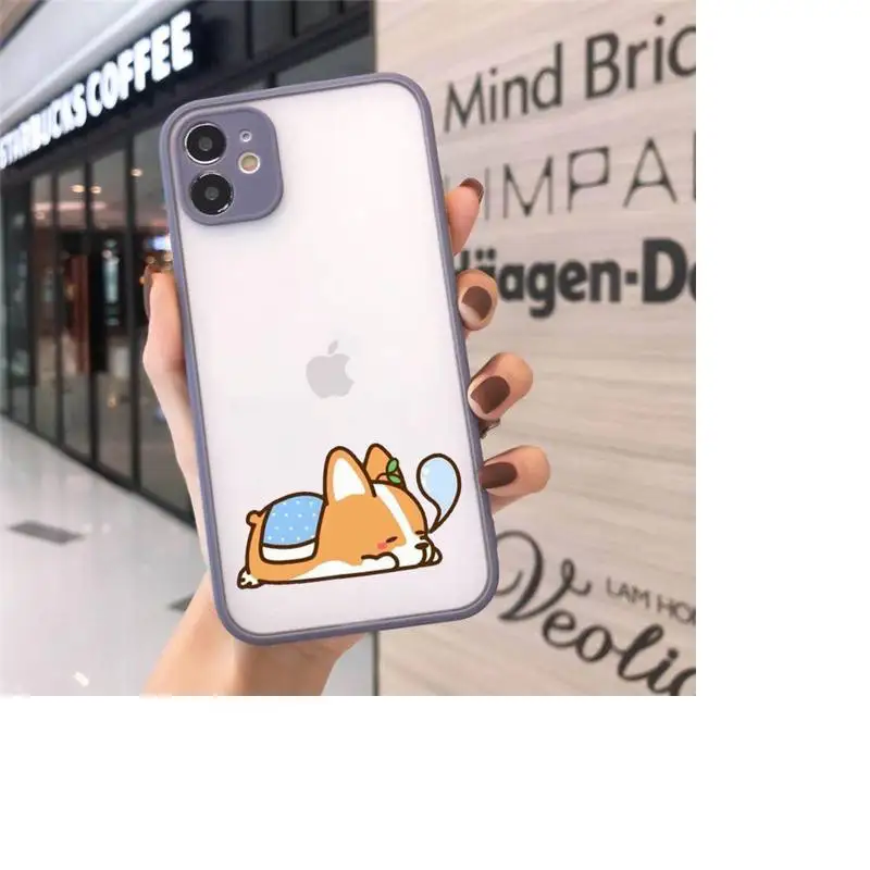 

Cute cartoon corgi dog Phone Cases Matte Transparent For iPhone 12 Mini 11 Pro XR XS Max 7 8 Plus