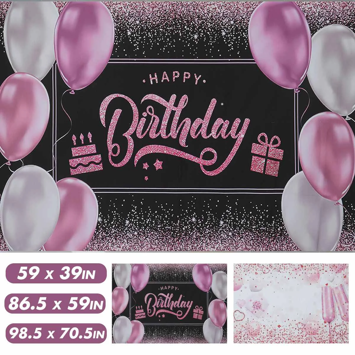 

Фон для фотосъемки, розовые воздушные шары, блестки для вечеринки в честь Дня рождения, постер на заказ для детского праздника, фотопортретн...