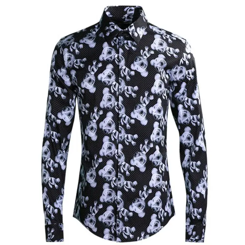 

Мужские рубашки, Роскошные Рубашки для вечевечерние с принтом мамы и марионетки, мужские рубашки, Модные приталенные мужские рубашки с длин...