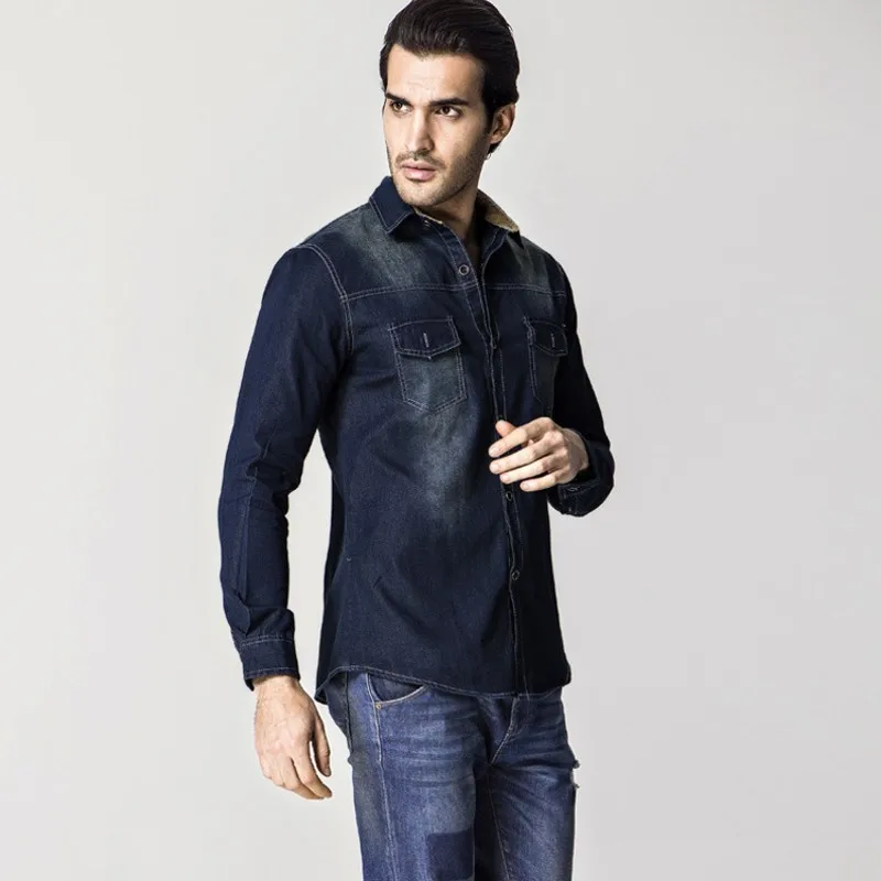 Мужская одежда новая мода 2020 Весенняя джинсовая рубашка повседневная мужская с