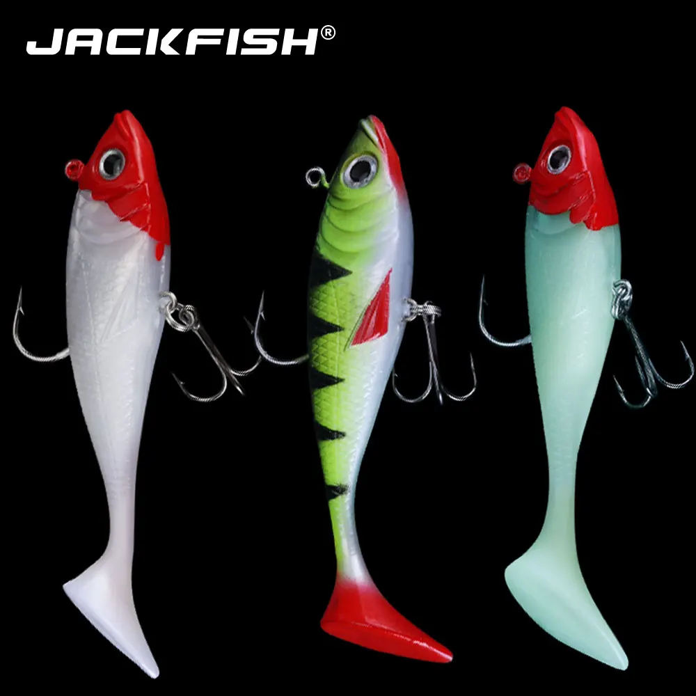 JACKFISH 10 г/20 г 3D глаза свинцовые рыболовные приманки с Т-образным хвостом мягкие рыболовные приманки одиночные крючковые приманки искусственные приманки блесна для поддева резины