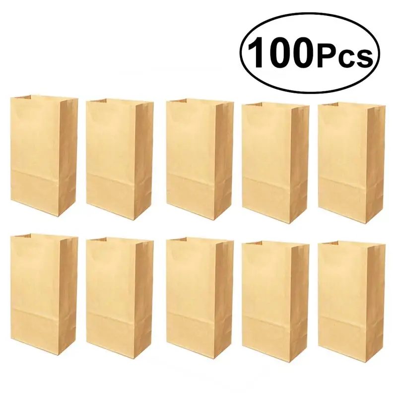 100 шт коричневые крафт-бумажные пакеты для упаковки пищевых продуктов открытый