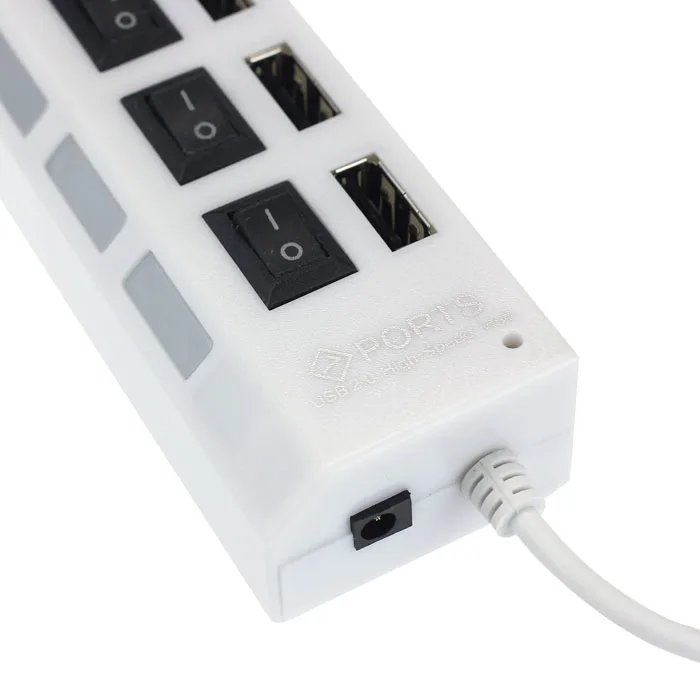 7-портовый светодиодный адаптер USB 2 0 хаб с переключателем включения/выключения