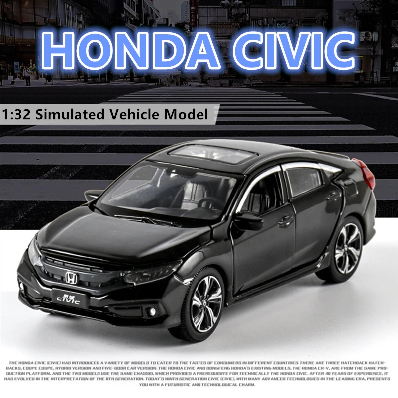 1:32 Honda Civic со звуком и светильник открывающая дверь сплав детская игрушка модель