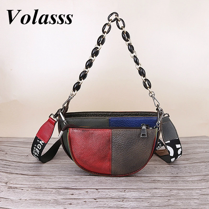 

Volasss Female Retro Genuine Leather Shoulder Bag For Women Luxury Waist Bag 2022 New Crossbody Bags Bolsa Feminina Sac A Main