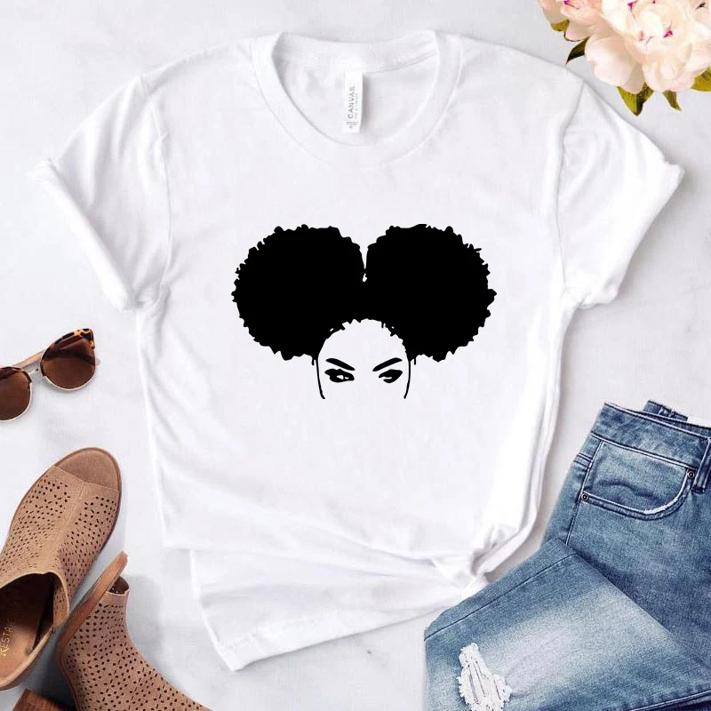 

African Girl Print T-shirt Cute 90s Summer Women's T-shirt Casual Hipster T-shirt Short Sleeve Women's Oversize T-shirt