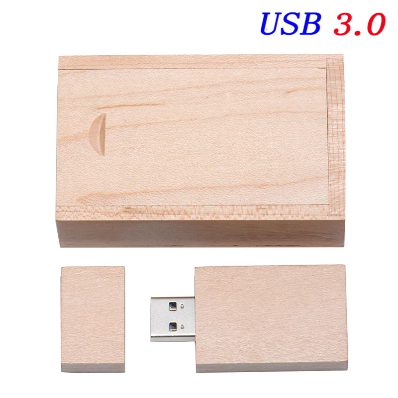 JASTER USB 3,0 логотип клиента деревянный USB флэш-накопитель Флешка карта памяти+ подарочная коробка 4 ГБ 8 ГБ 16 ГБ 32 ГБ 64 ГБ U диск свадьба - Цвет: maple wood with box