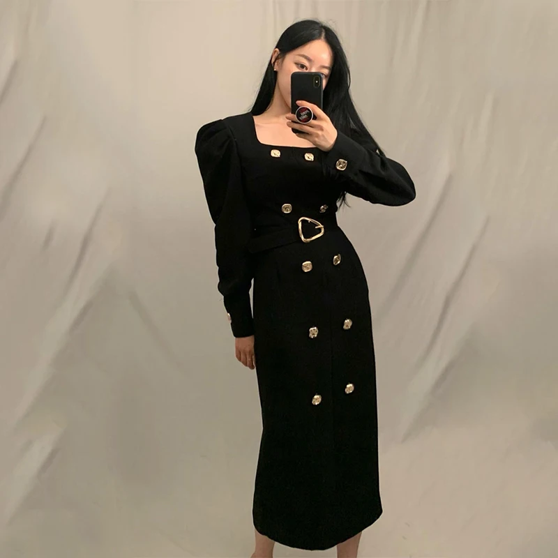 

New Spring Autumn Long Sleeve Blazer Dress Double Breasted Sashes Bodycon Pencil Office Lady Work Vestidos dresses