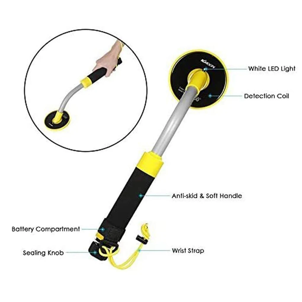 

Waterproof Metal Detector Handheld Underwater Gold Detector Treasure Finder Pinpoint High Sensitivity Specialty Finder TX-750