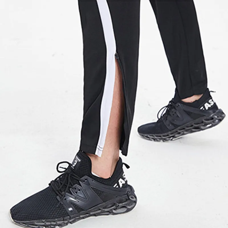 

2020 Autumn Winter Curve Stripe Sports Running Training Pants Men Thicken Fitness Workout Jogging Sweatpants Foot Mouth Zipper