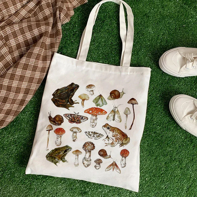 Frog Women Bags Large Capacity Harajuku Cartoon Vintage Hip Hop Shopping Bag Canvas Funny Women's Shoulder Kawaii Girls | Багаж и