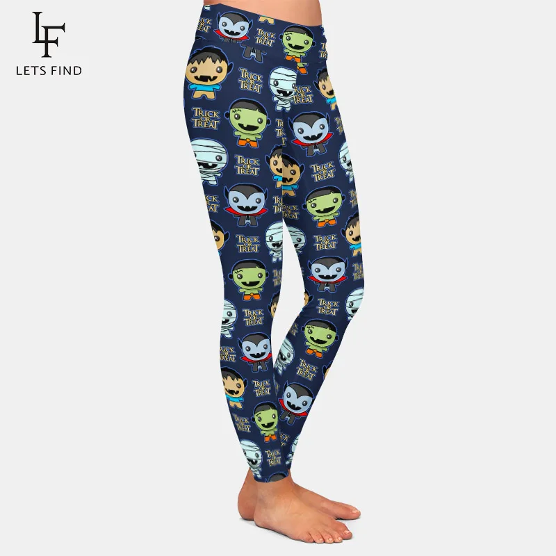 LETSFIND Women's Warm Leggings 3D Cute Halloween Characters Digital Printing High Waist  Fitness Stretch Leggings
