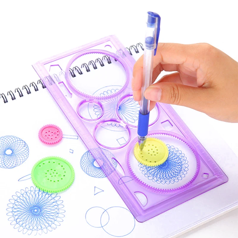 

2pcs Painting Multifunction Puzzle Spirograph Geometric Ruler Drafting Tools Kids Learning Drawing Fun Toy Stationery